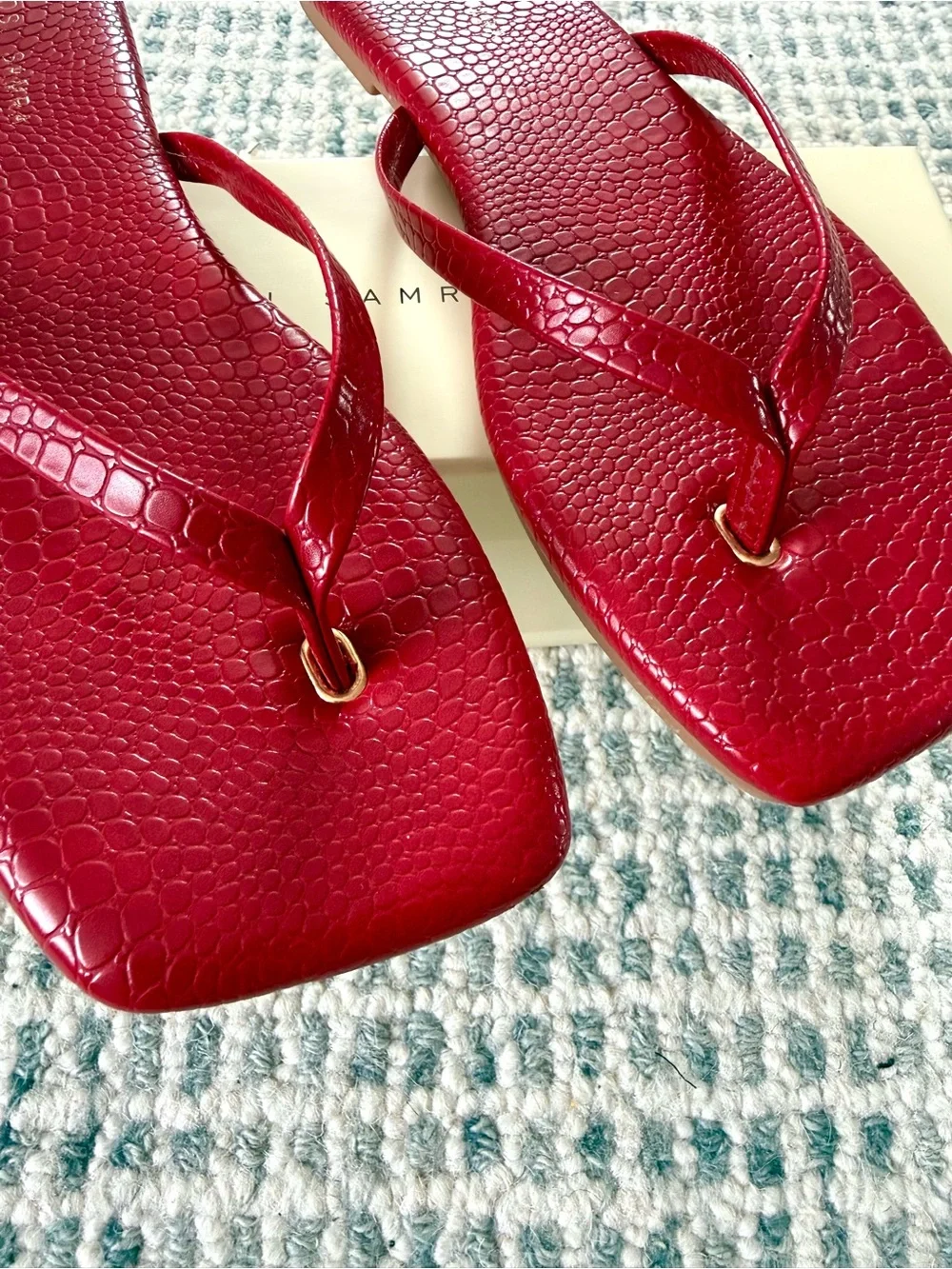 Yosi Samra Mercer Flip Flop in Red Croc